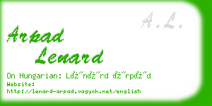 arpad lenard business card
